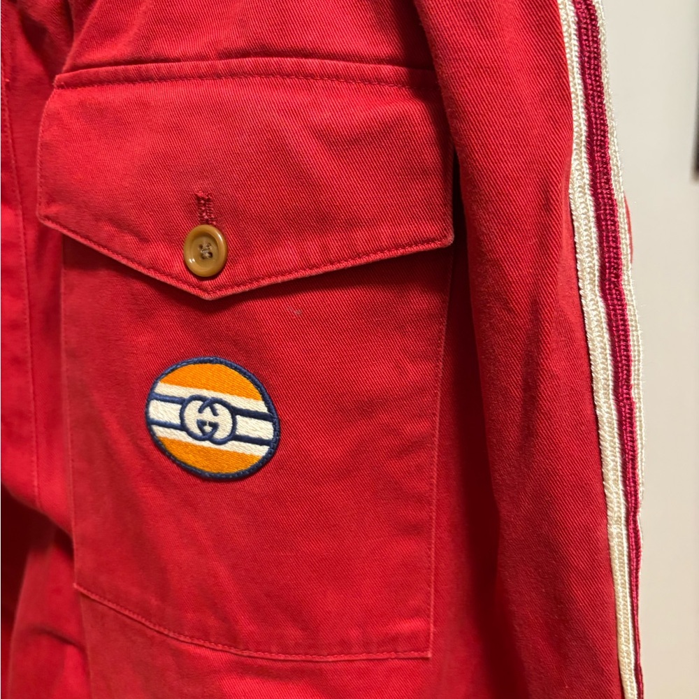 Gucci Red Jacket with Orange Logo Patch